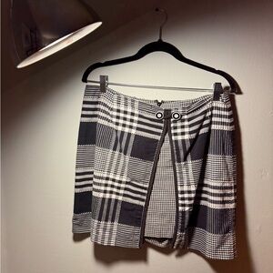 Vintage Black and White Mixed Plaid Cotton Skort